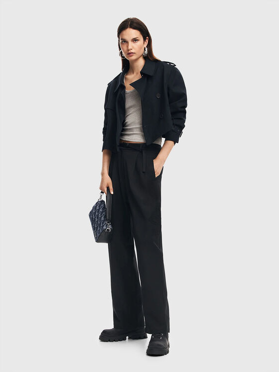 Pantaloni negri RIN cu broderie florală - 1