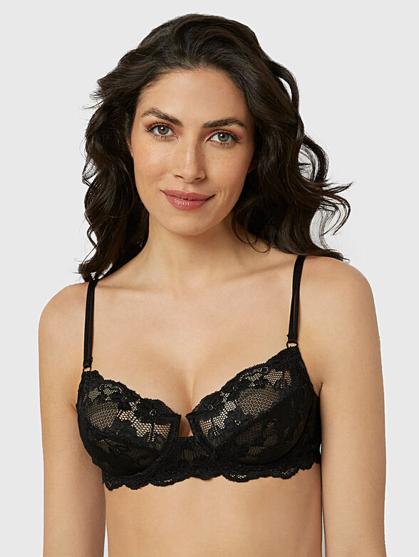 PRIMULA black bra with floral motifs - 1