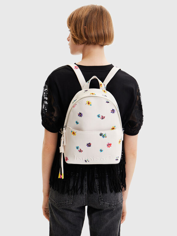 Black backpack with contrasting floral motifs - 2