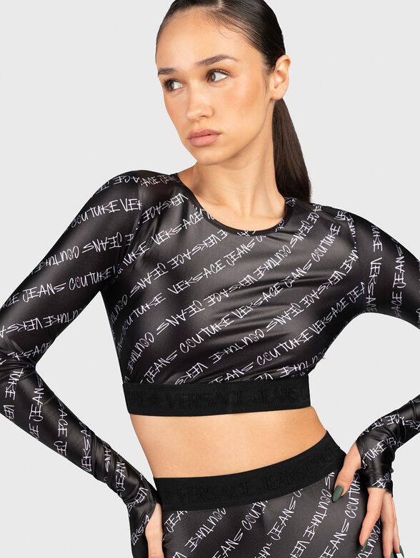 Crop top with monogram print - 4