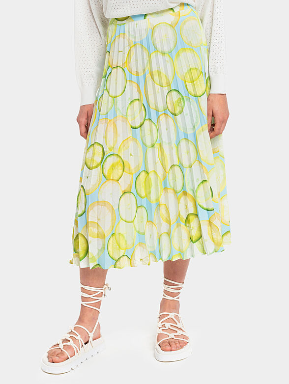 Pleated skirt with accent print - 1