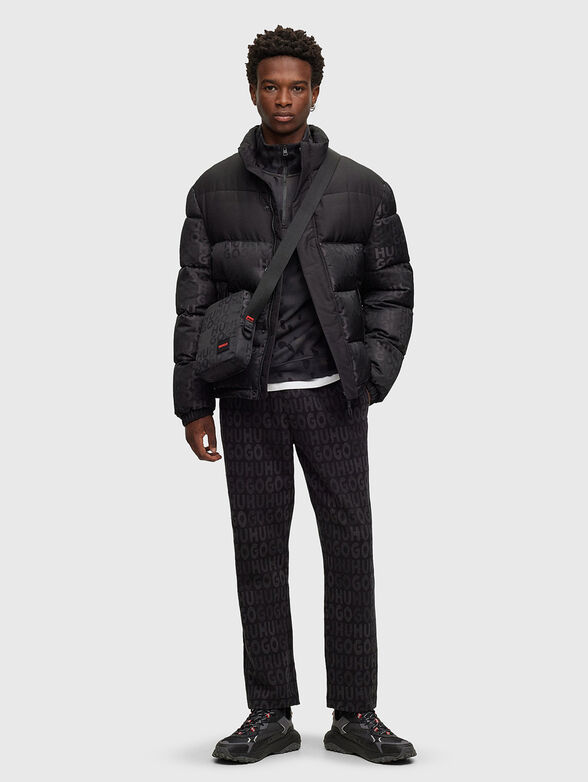 Black puffer jacket with monogram print - 2