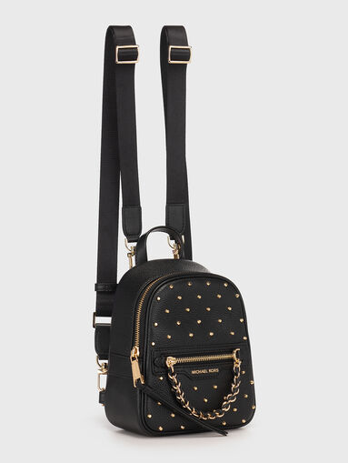 Leather backpack with eyelets and metal accent - 3