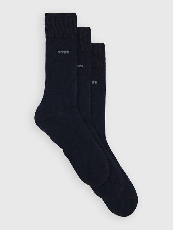 Three pairs of black socks with logo detail - 1