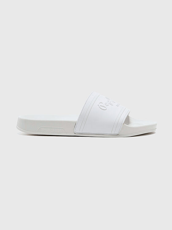 Papuci albi SLIDER cu logo în relief - 1