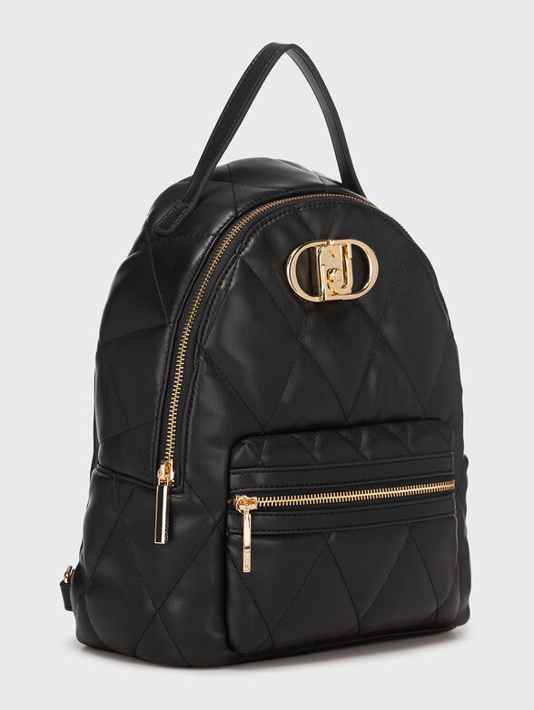 Black quilted backpack - 4