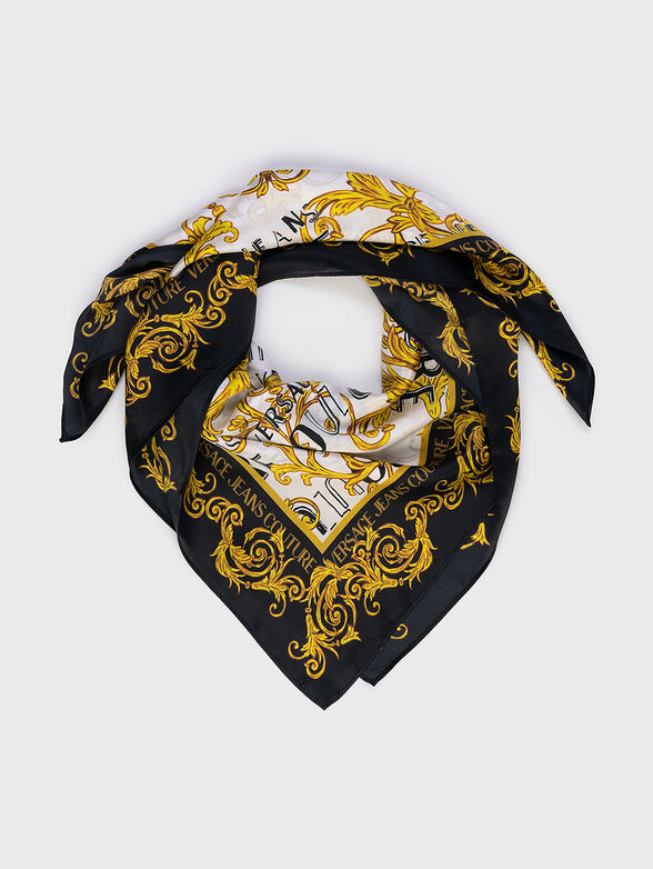 Square scarf with gold logo details - 1