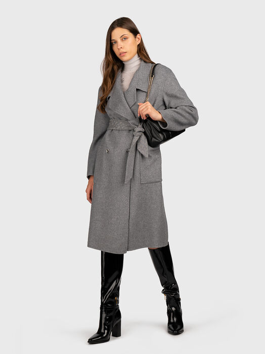 Coat with waist belt