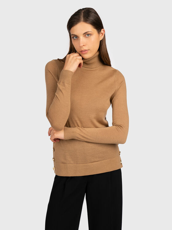 Beige sweater with accent buttons - 1