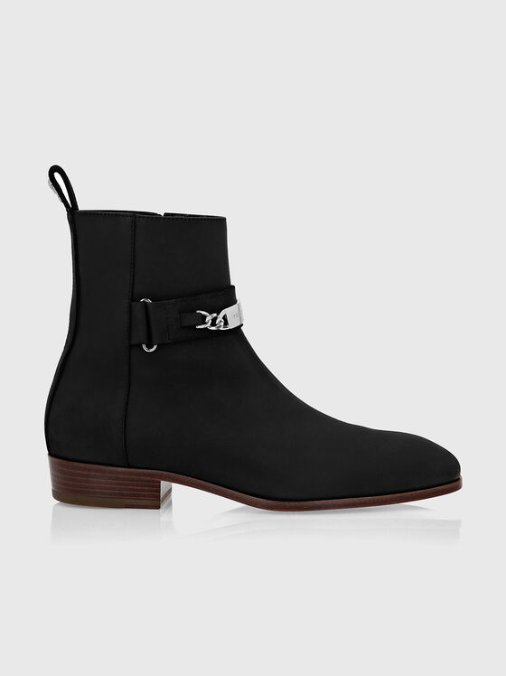 Leather boots with logo accent - 1