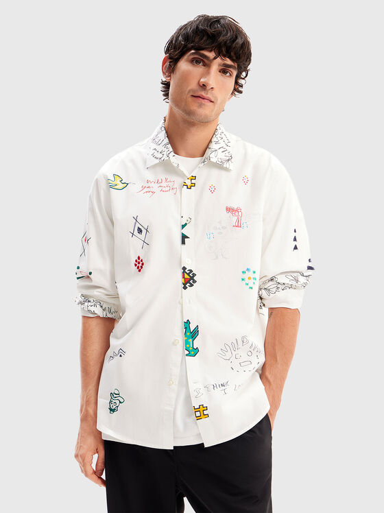 Shirt with contrasting art print  - 1