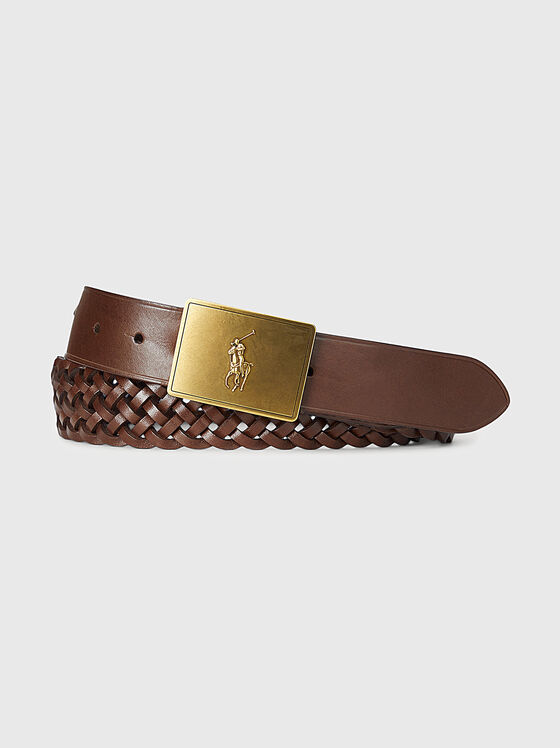 Leather belt with accent buckle - 1