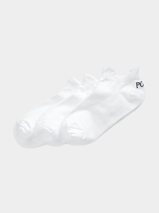 Set of three pairs of white socks with logo - 1