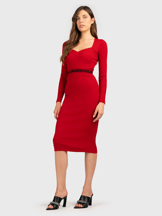 Rochie midi slim cu detaliu logo - 1