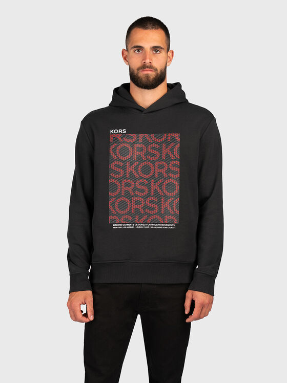 Cotton hooded sweatshirt with logo print - 1