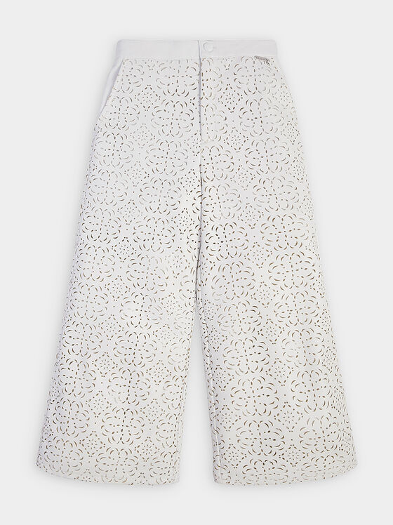 White eco leather trousers with perforations - 1