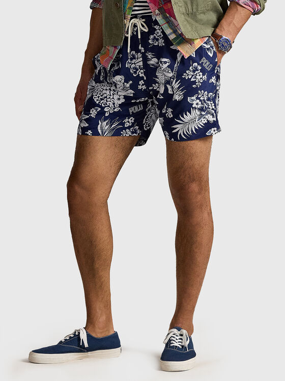 Pantaloni scurți de plajă cu imprimeu floral - 1