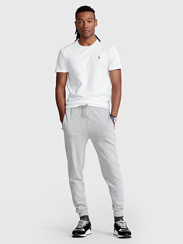White cotton tee with logo embroidery - 2