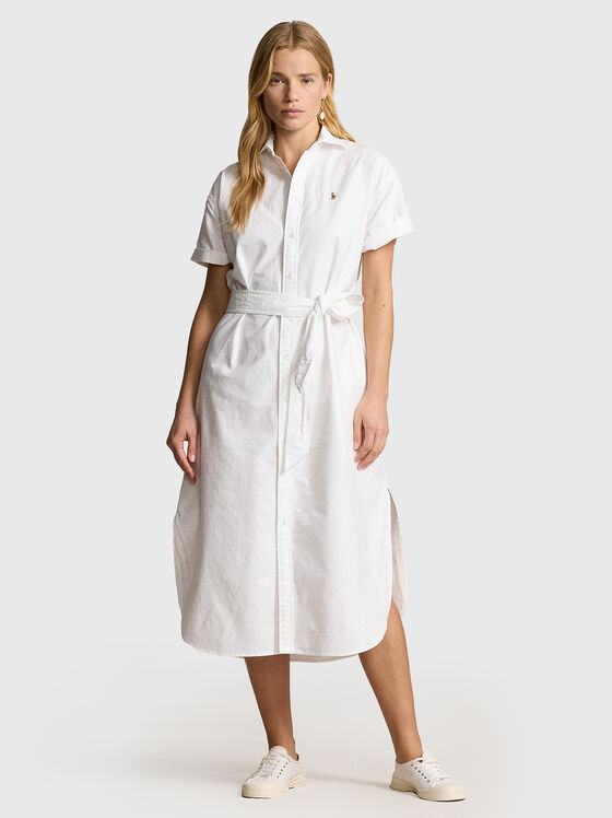 Rochie Oxford cu mâneci scurte și curea - 1