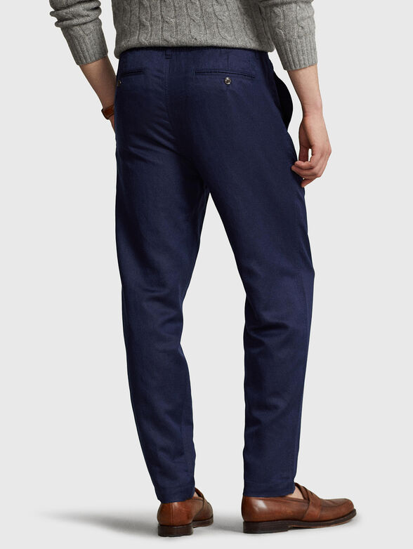Blue linen blend trousers - 2