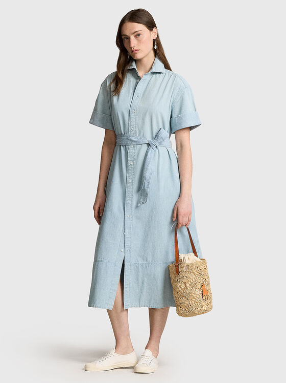 Rochie midi din bumbac cu mâneci scurte - 1