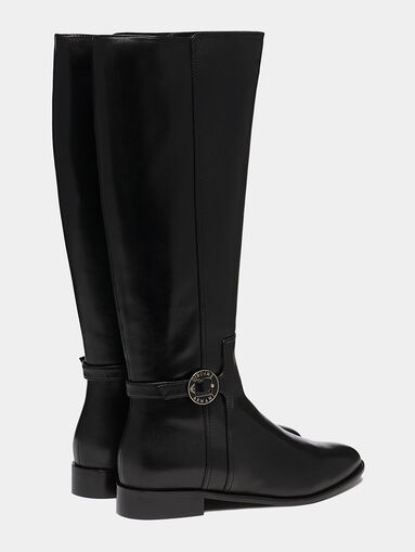 Calf leather boots with logo plate - 3