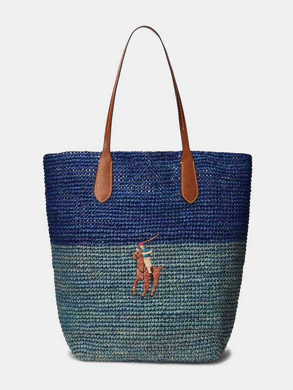 Tote bag with raffia texture and logo detail - 1