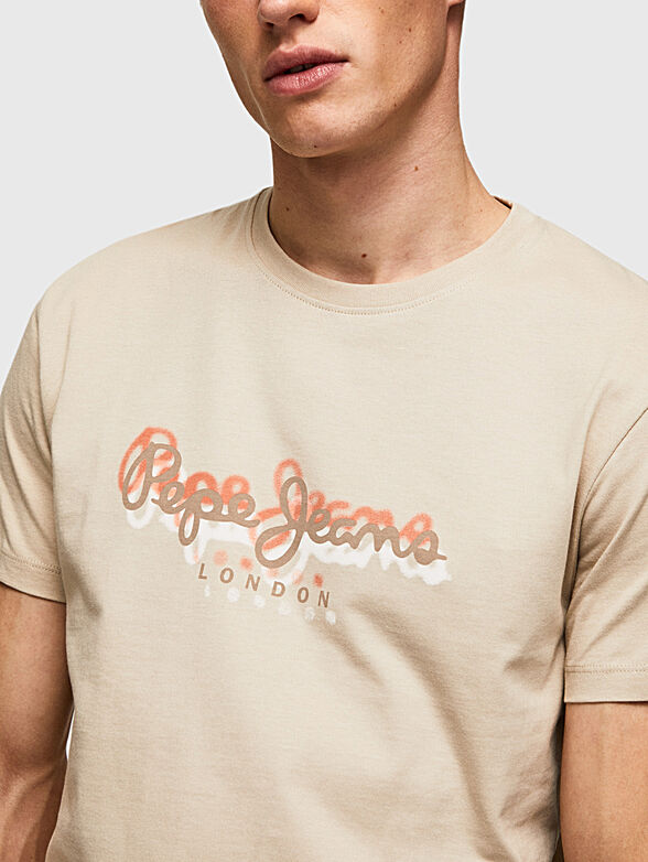 RICHME beige T-shirt with logo print - 4