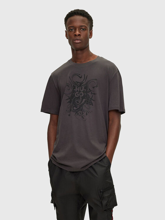 Cotton T-shirt with art print and logo - 1