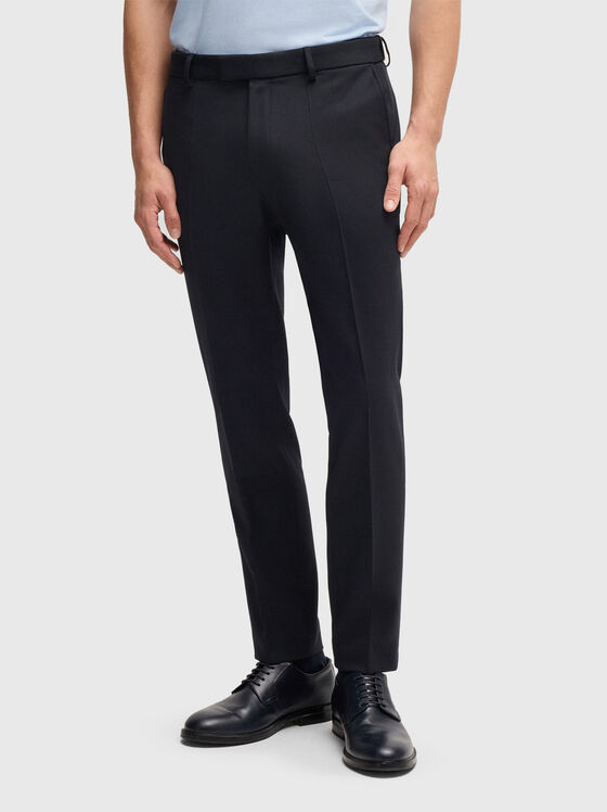 Pantaloni slim din lână albastru închis - 1