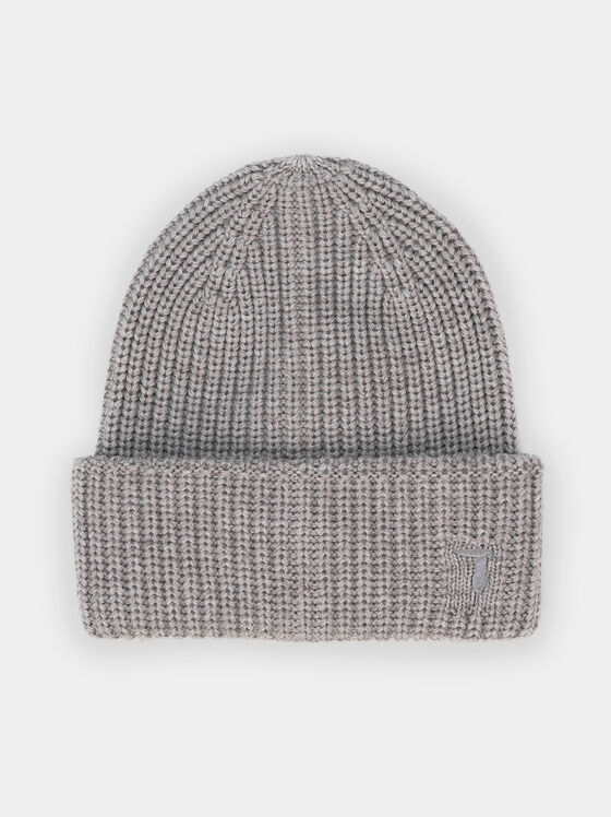 Knitted hat with wool blend and logo - 1