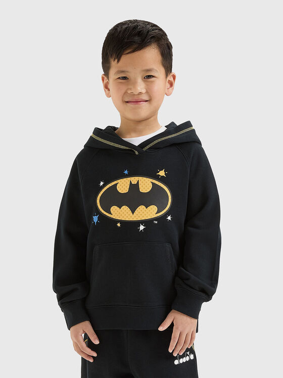 Hanorac negru SUPERHEROES cu logo - 1