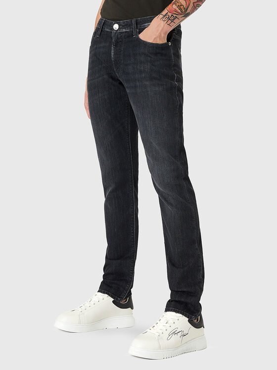 Blugi slim cu detaliu logo - 1
