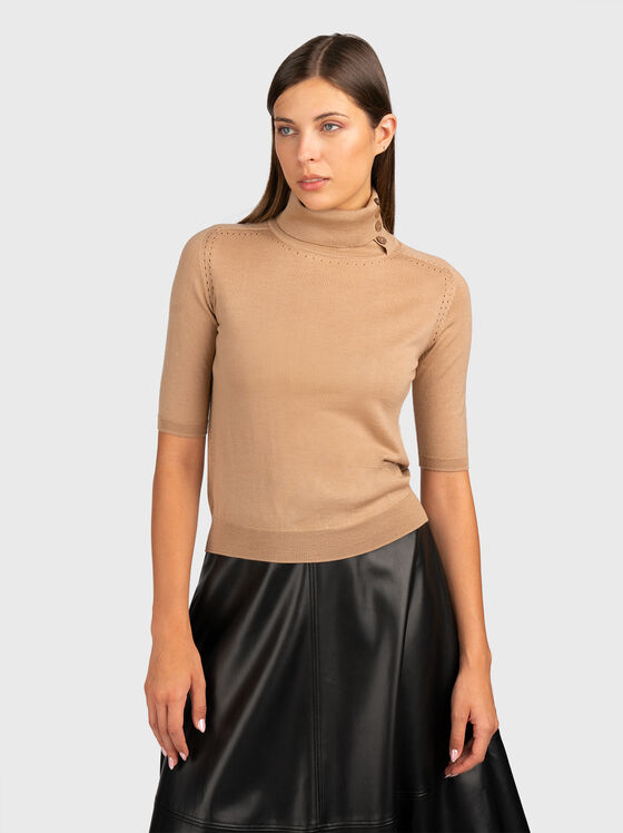 Sweater with short sleeves and polo collar - 1