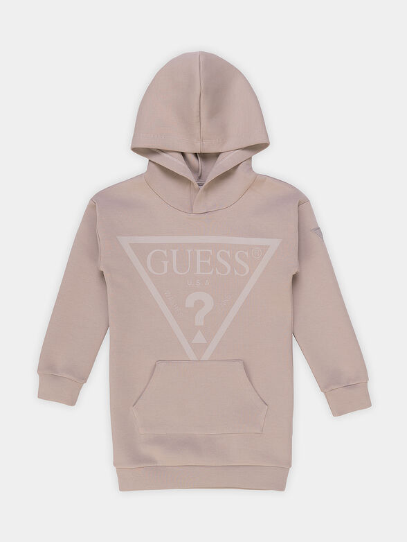 Hooded sweatshirt dress with logo print - 1