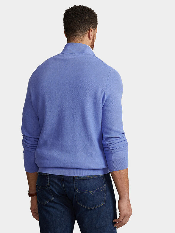 Blue cotton sweater with zip - 3