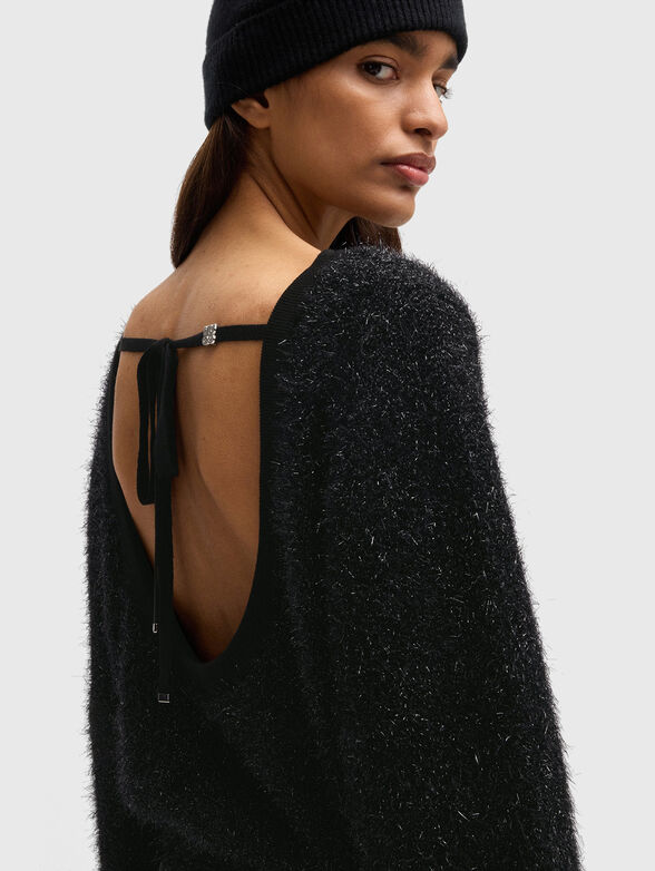 Fluffy sweater with a deep cut back - 4