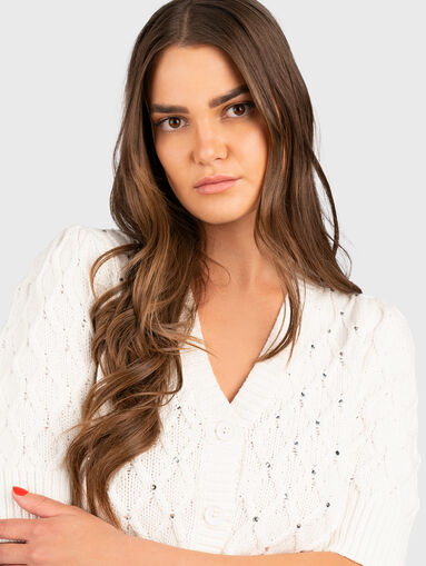 Short sleeve cardigan in white - 5