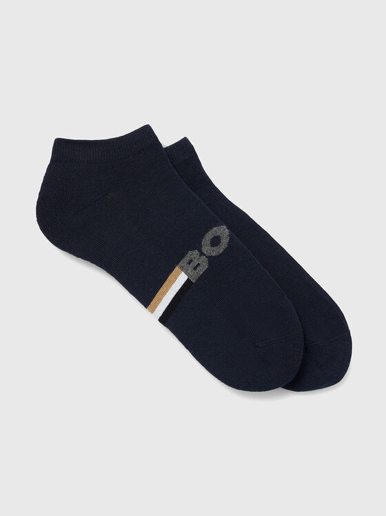 Short dark blue socks with logo - 1