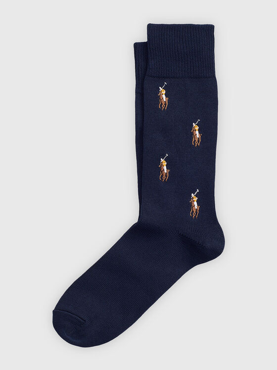 Dark blue socks with logo embroidery - 1