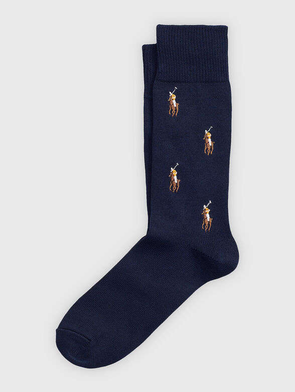 Dark blue socks with logo embroidery - 1