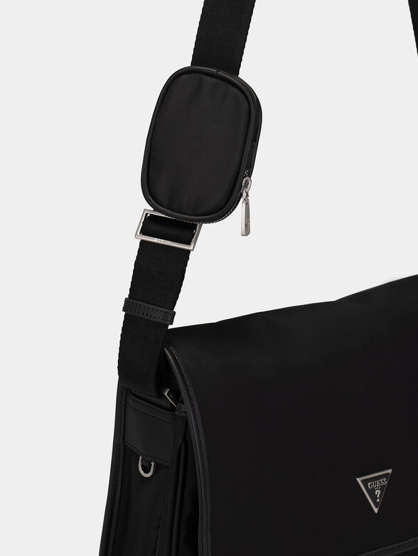 Textile crossbody bag with triangular logo detail - 5