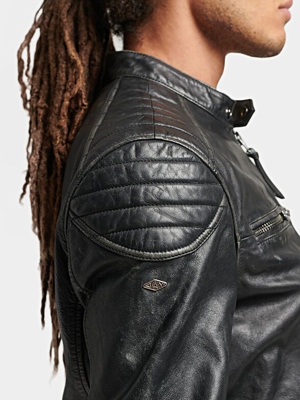 HERITAGE black leather jacket - 4