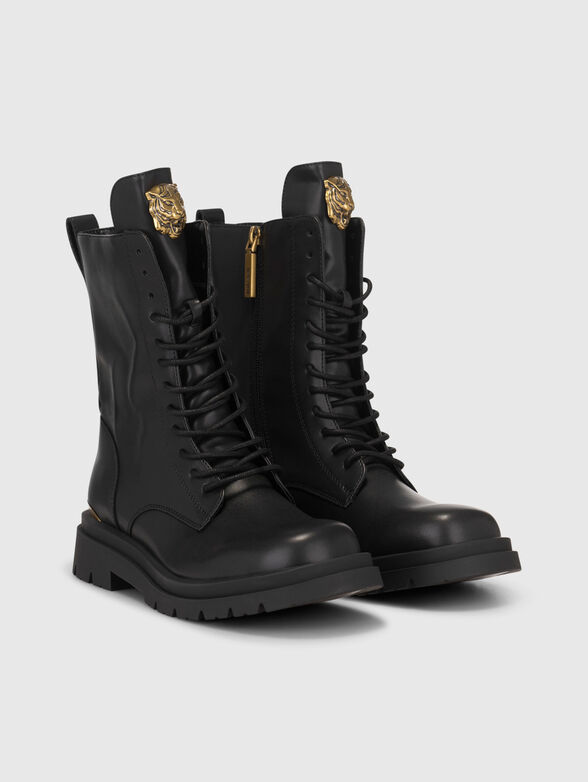 Black eco leather boots with detail  - 2