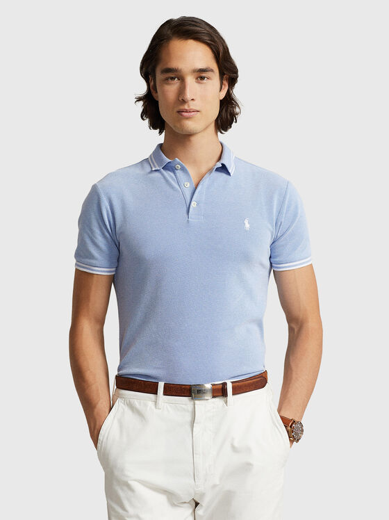 Tricou polo albastru cu logo brodat - 1