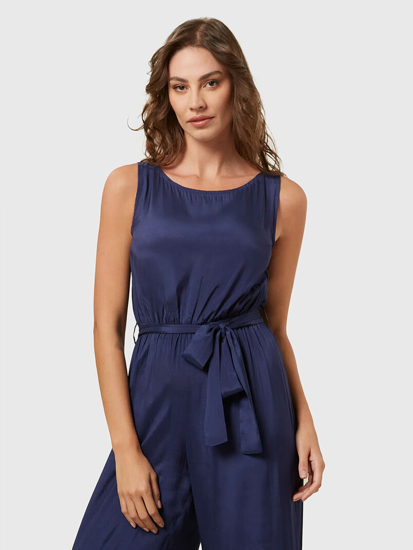 MARIS dark blue viscose jumpsuit  - 3