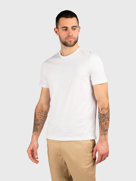 Tricou alb cu efect de logo monogramă - 1