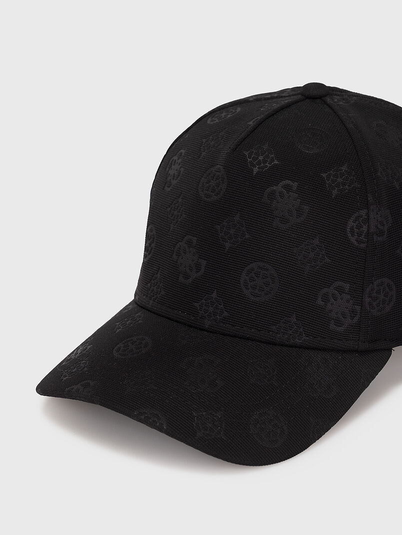 Black baseball cap with logo print - 3
