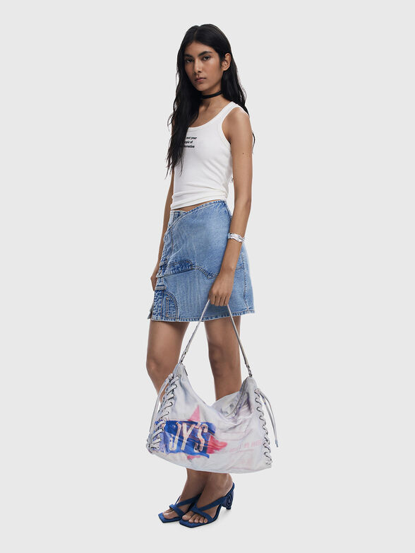 Denim bag with accent print - 2