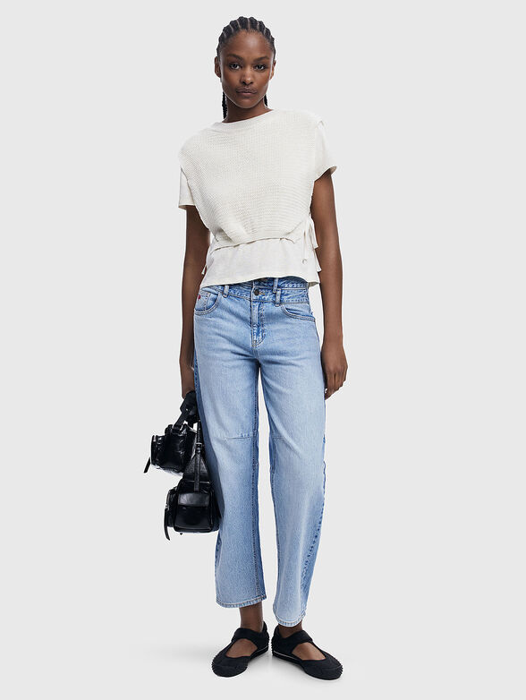 Cotton T-shirt with knitted detail - 2